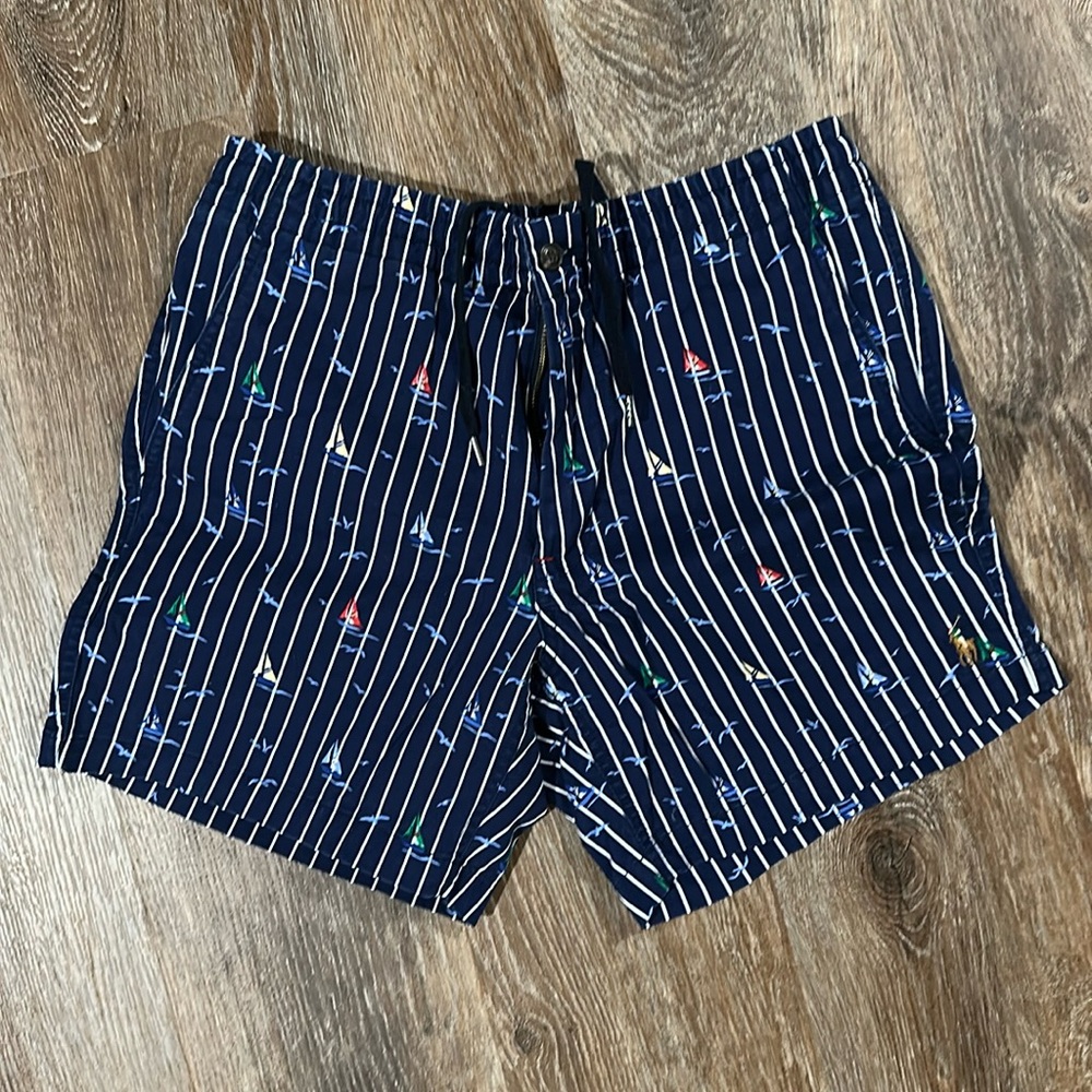 Ralph Lauren Polo Prepster Classic Striped Drawstring Navy Stretch Shorts Men S